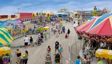 Children enjoying amusement rides at Jenkinson’s Boardwalk in Point Pleasant Beach