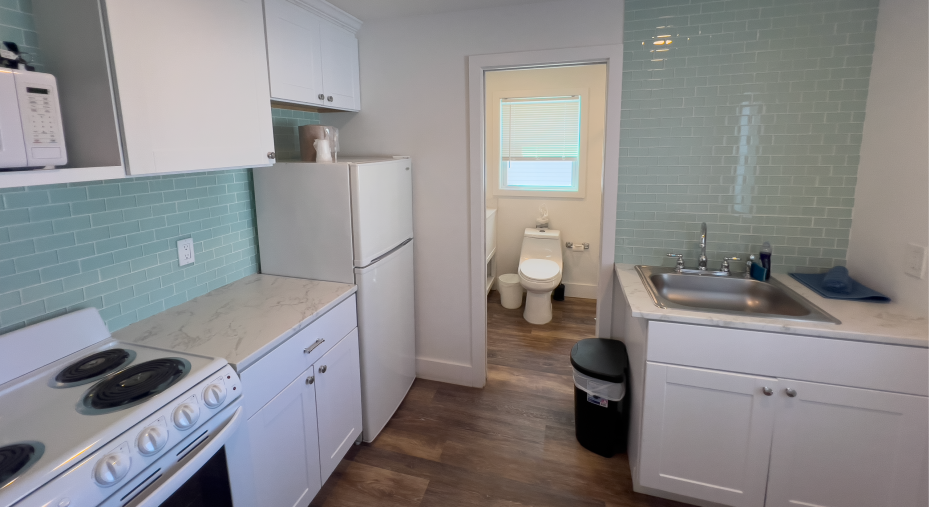 kitchen area for motel